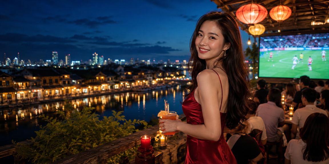 Người dùng tại Hội An vừa xem bóng đá vừa cược game trực tuyến bên ly cà phê